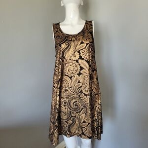 Minkpink Black and Gold Brocade Print Dress, GUC, Size S